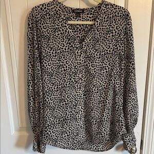Express Women's Animal Print Blouse - Black and Cream